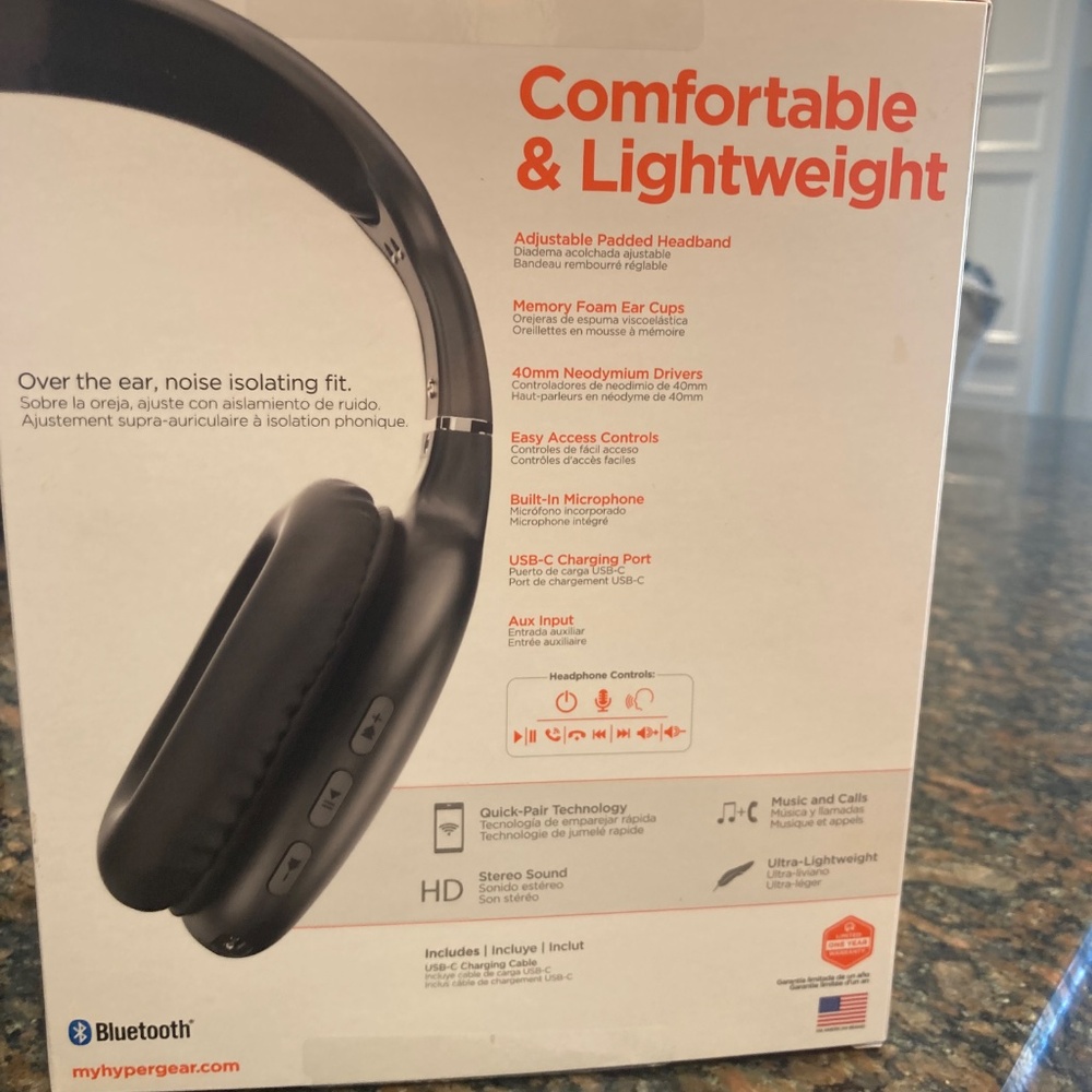 NWT HyperGear Vibe Over-Ear Bluetooth Wireless Headphones NEW SEALED Bold Sound - Picture 3 of 3